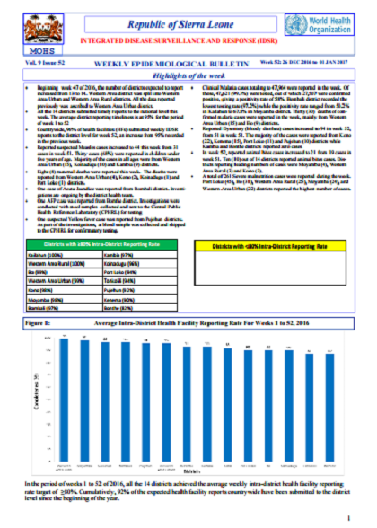 Sierra Leone Epidemiological Report 2016